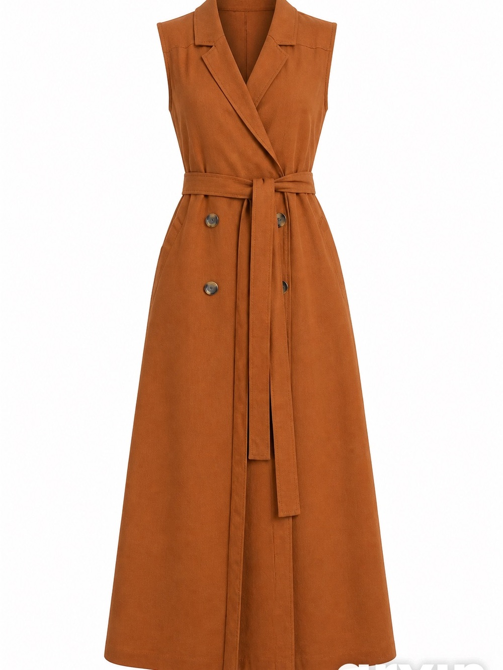 Anne Klein Rust Sleeveless Wrap Maxi Dress - Picture 2 of 3